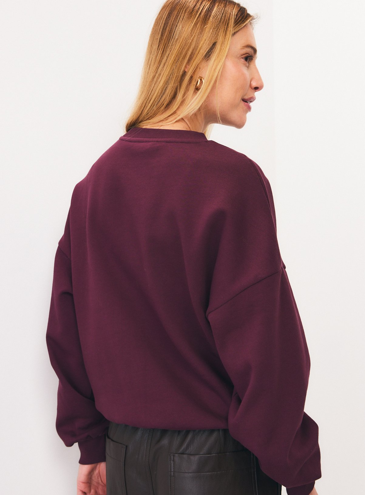 Dark Red Embellished Flower Sweatshirt XL - Image 4 thumbnail